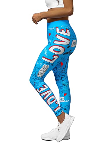 OZONEE Damen Leggings Leggins Lang Sportleggings Baumwolle Blickdicht High Waist Hüfthoch Hohe Taille Hochbund Sport Knöchellang Unifarbe Einfarbig 777/8586S BLAU S von OZONEE