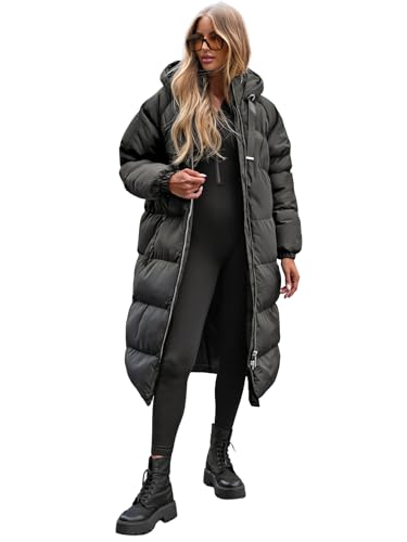 OZONEE Damen Mantel Wintermantel Winterjacke Jacke Parka Übergangsjacke Coat Wärmemantel Wärmejacke Winter Herbst Lang Warm Stehkragen Outdoor Gepolstert 777/3058K/392 SCHWARZ S von OZONEE