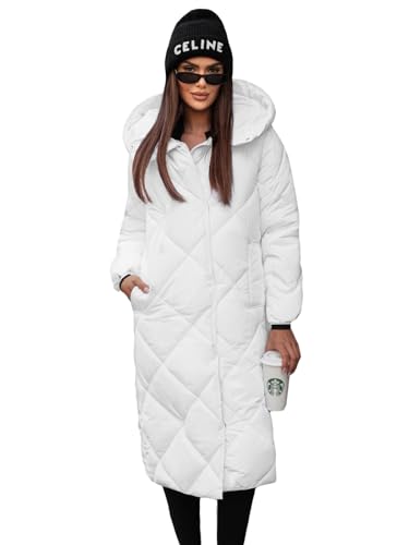 OZONEE Damen Mantel Wintermantel Winterjacke Jacke Parka Übergangsjacke Coat Wärmemantel Wärmejacke Winter Herbst Lang Warm Stehkragen Outdoor Gepolstert 777/3975K/281 WEIß S von OZONEE