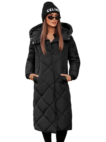 OZONEE Damen Mantel Wintermantel Winterjacke Jacke Parka Übergangsjacke Coat Wärmemantel Wärmejacke Winter Herbst Lang Warm Stehkragen Outdoor Gepolstert 777/3975K/392 SCHWARZ M von OZONEE