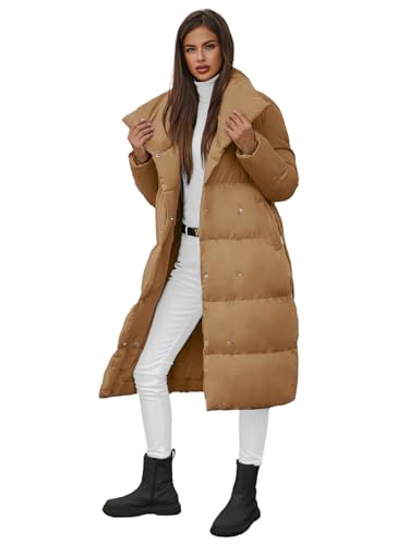 OZONEE Damen Mantel Wintermantel Winterjacke Jacke Parka Übergangsjacke Coat Wärmemantel Wärmejacke Winter Herbst Lang Warm Stehkragen Outdoor Gepolstert 777/5843K/84 CAMEL XL von OZONEE