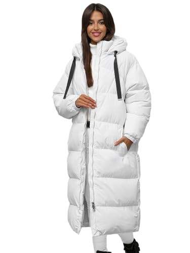 OZONEE Damen Mantel Wintermantel Winterjacke Jacke Parka Übergangsjacke Coat Wärmemantel Wärmejacke Winter Herbst Lang Warm Stehkragen Outdoor Gepolstert 777/6413K/281 WEIß XL von OZONEE