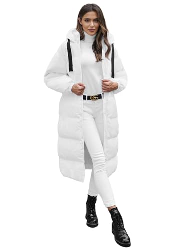 OZONEE Damen Mantel Wintermantel Winterjacke Jacke Parka Übergangsjacke Coat Wärmemantel Wärmejacke Winter Herbst Lang Warm Stehkragen Outdoor Gepolstert 777/8661K/281 WEIß L von OZONEE