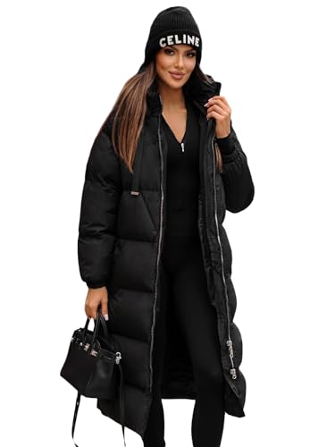 OZONEE Damen Mantel Wintermantel Winterjacke Jacke Parka Übergangsjacke Coat Wärmemantel Wärmejacke Winter Herbst Lang Warm Stehkragen Outdoor Gepolstert 777/8693K/392 SCHWARZ XL von OZONEE