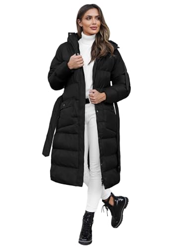 OZONEE Damen Mantel Wintermantel Winterjacke Jacke Parka Übergangsjacke Coat Wärmemantel Wärmejacke Winter Herbst Lang Warm Stehkragen Outdoor Gepolstert 777/9143K/392 SCHWARZ L von OZONEE