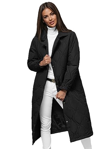 OZONEE Damen Mantel Wintermantel Winterjacke Jacke Parka Übergangsjacke Coat Wärmemantel Wärmejacke Winter Herbst Lang Warm Stehkragen Outdoor Gepolstert 777/9924KZ/392 SCHWARZ L von OZONEE