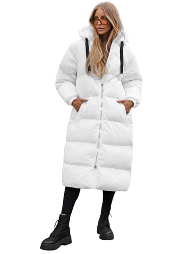 OZONEE Damen Mantel Wintermantel Winterjacke Jacke Parka Übergangsjacke Coat Wärmemantel Wärmejacke Winter Herbst Lang Warm Stehkragen Outdoor Gepolstert JS/5M3163Z/281 WEIß XL von OZONEE
