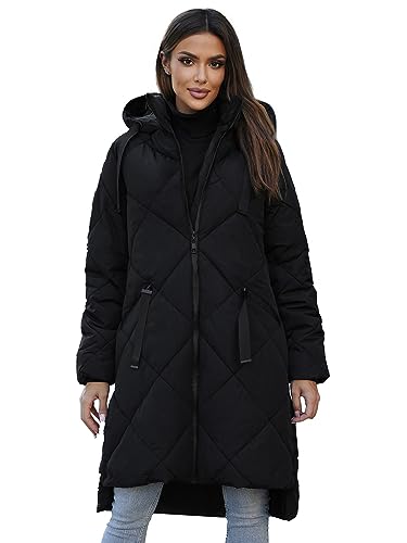 OZONEE Damen Mantel Wintermantel Winterjacke Jacke Parka Übergangsjacke Coat Wärmemantel Wärmejacke Winter Herbst Lang Warm Stehkragen Outdoor Gepolstert JS/5M3168Z/392 SCHWARZ XL von OZONEE
