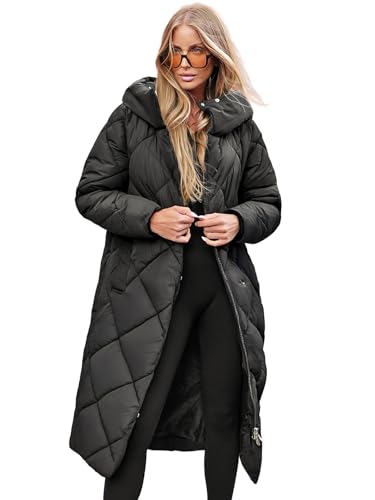 OZONEE Damen Mantel Wintermantel Winterjacke Jacke Parka Übergangsjacke Coat Wärmemantel Wärmejacke Winter Herbst Lang Warm Stehkragen Outdoor Gepolstert JS/5M3173Z/392 SCHWARZ S von OZONEE