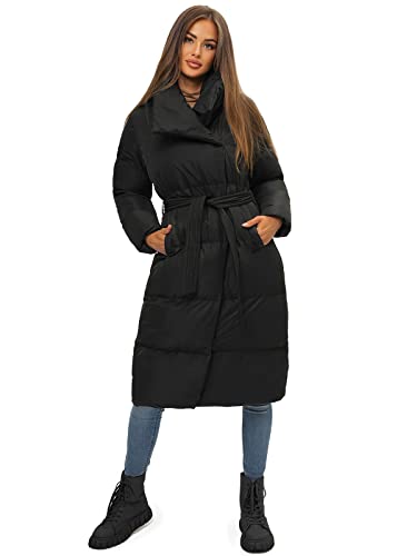 OZONEE Damen Mantel Wintermantel Winterjacke Jacke Parka Übergangsjacke Coat Wärmemantel Wärmejacke Winter Herbst Lang Warm Stehkragen Outdoor Gepolstert JS/M737/392 SCHWARZ XL von OZONEE