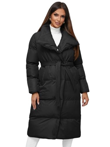 OZONEE Damen Mantel Wintermantel Winterjacke Jacke Parka Übergangsjacke Coat Wärmemantel Wärmejacke Winter Herbst Lang Warm Stehkragen Outdoor Gepolstert JS/M737Z/392 SCHWARZ XL von OZONEE