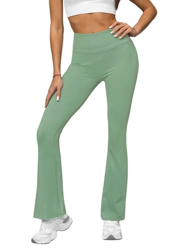 OZONEE Damen Schlag Leggings Schlaghose Flared Leggins Bootcut Yoga Yogahose Lang Sportleggings Baumwolle Blickdicht High Waist Hüfthoch Hohe Taille 777/1776S/127 PFEFFERMINZ XL von OZONEE