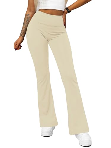 OZONEE Damen Schlag Leggings Schlaghose Flared Leggins Bootcut Yoga Yogahose Lang Sportleggings Baumwolle Blickdicht High Waist Hüfthoch Hohe Taille O/KTK006-JZ Ecru L OZONEE Damen Schlag Leggings Schlaghose Flared Leggins Bootcut Yoga Yogahose Lang Sportleggings Baumwolle Blickdicht High Waist Hüfthoch Hohe Taille O/KTK006-JZ Ecru L von OZONEE