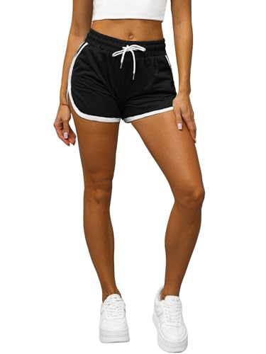 OZONEE Damen Shorts Sporthose Kurz Hotpants High Waist Sweatshorts Sweatpants Hose Sportshorts Jogginghose Sport Sweathose Trainingshose Freizeithose Joggpants 777/1738S/3 SCHWARZ XL von OZONEE