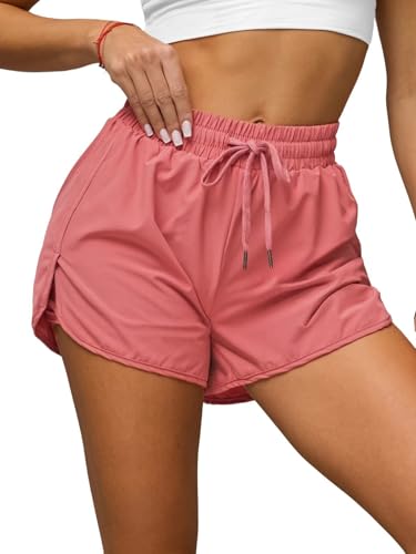 OZONEE Damen Shorts Sporthose Kurz Hotpants High Waist Sweatshorts Sweatpants Hose Sportshorts Jogginghose Sport Sweathose Trainingshose Freizeithose Joggpants 777/3457S DUNKELKORALLENROT L von OZONEE