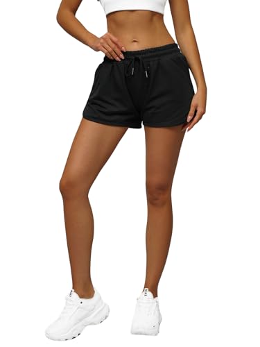 OZONEE Damen Shorts Sporthose Kurz Hotpants High Waist Sweatshorts Sweatpants Hose Sportshorts Jogginghose Sport Sweathose Trainingshose Freizeithose Joggpants 777/7519S/3 SCHWARZ XL von OZONEE