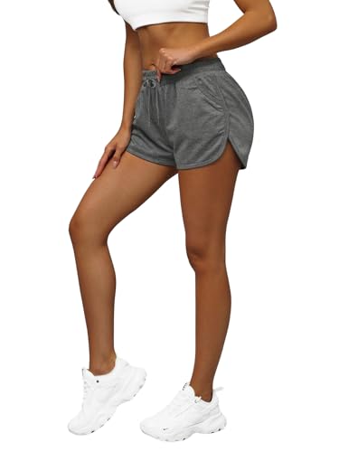 OZONEE Damen Shorts Sporthose Kurz Hotpants High Waist Sweatshorts Sweatpants Hose Sportshorts Jogginghose Sport Sweathose Trainingshose Freizeithose Joggpants 777/7519S/5 DUNKELGRAU L von OZONEE