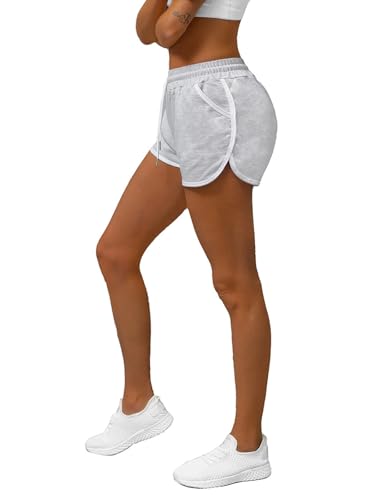 OZONEE Damen Shorts Sporthose Kurz Hotpants High Waist Sweatshorts Sweatpants Hose Sportshorts Jogginghose Sport Sweathose Trainingshose Freizeithose Joggpants JS/8K208Z/2 GRAU L von OZONEE