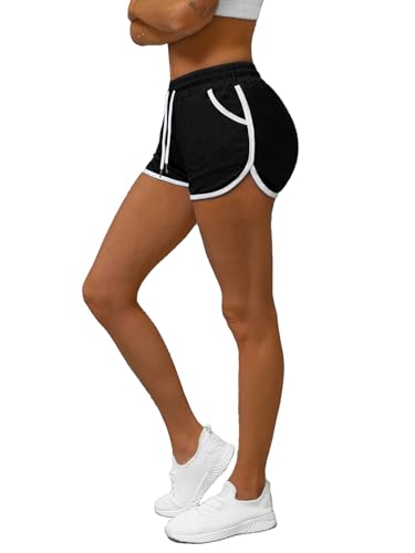 OZONEE Damen Shorts Sporthose Kurz Hotpants High Waist Sweatshorts Sweatpants Hose Sportshorts Jogginghose Sport Sweathose Trainingshose Freizeithose Joggpants JS/8K208Z/3 SCHWARZ S von OZONEE