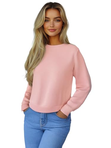 OZONEE Damen Sweatshirt Pullover Langarm Farbvarianten Langarmshirt Pulli ohne Kapuze Baumwolle Baumwollmischung Classic Basic Unifarbe Rundhals-Ausschnitt Sport 777/6502B PUDERROSA L OZONEE Damen Sweatshirt Pullover Langarm Farbvarianten Langarmshirt Pulli ohne Kapuze Baumwolle Baumwollmischung Classic Basic Unifarbe Rundhals-Ausschnitt Sport 777/6502B PUDERROSA L von OZONEE