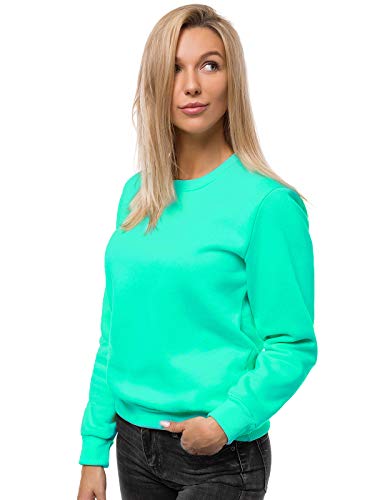 OZONEE Damen Sweatshirt Pullover Langarm Farbvarianten Oversized Langarmshirt Pulli ohne Kapuze Baumwolle Baumwollmischung Classic Basic Rundhals-Ausschnitt Sport JS/W01 PFEFFERMINZ S von OZONEE