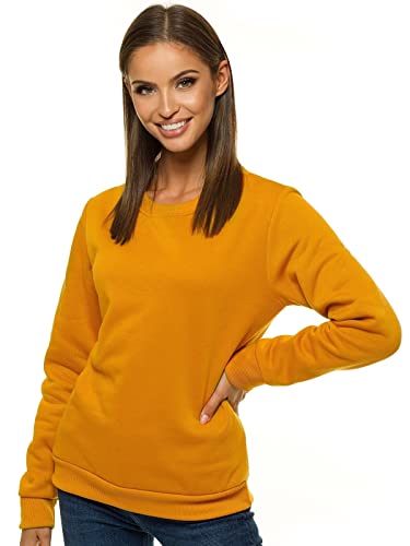 OZONEE Damen Sweatshirt Pullover Langarm Farbvarianten Oversized Langarmshirt Pulli ohne Kapuze Baumwolle Baumwollmischung Classic Basic Rundhals-Ausschnitt Sport JS/W01Z Camel S von OZONEE