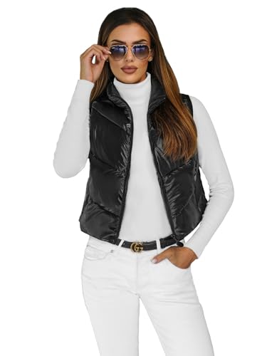 OZONEE Damen Weste Steppweste Kapuze Vest Ärmellos Jacke Übergangs Daunenweste Damenweste Steppweste Sportweste Übergangsjacke Bodywarmer Längere Outdoor 777/6018KA SCHWARZ L von OZONEE