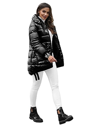 OZONEE Damen Winterjacke Jacke Winter Farbvarianten Übergangsjacke Warm Bomberjacke Steppjacke Wintermantel Daunenjacke Leichte Outdoor Puffer Jacket Übergangs 777/1420K/392 SCHWARZ L von OZONEE