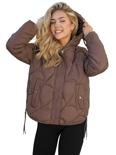 OZONEE Damen Winterjacke Jacke Winter Farbvarianten Übergangsjacke Warm Bomberjacke Steppjacke Wintermantel Daunenjacke Leichte Outdoor Puffer Jacket Übergangs 777/1780K/158 SCHOKOLADE S von OZONEE
