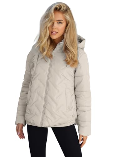 OZONEE Damen Winterjacke Jacke Winter Farbvarianten Übergangsjacke Warm Bomberjacke Steppjacke Wintermantel Daunenjacke Leichte Outdoor Puffer Jacket Übergangs 777/2007K/280 BEIGE L von OZONEE