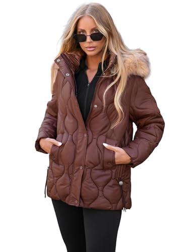 OZONEE Damen Winterjacke Jacke Winter Farbvarianten Übergangsjacke Warm Bomberjacke Steppjacke Wintermantel Daunenjacke Leichte Outdoor Puffer Jacket Übergangs 777/3232K/158 SCHOKOLADE XL von OZONEE