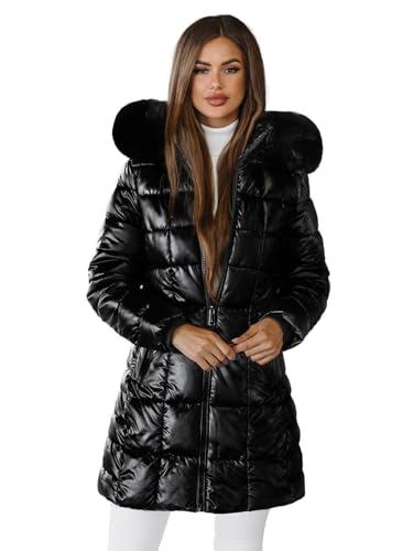OZONEE Damen Winterjacke Jacke Winter Farbvarianten Übergangsjacke Warm Bomberjacke Steppjacke Wintermantel Daunenjacke Leichte Outdoor Puffer Jacket Übergangs 777/3300K/392 SCHWARZ XL von OZONEE