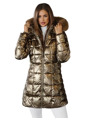 OZONEE Damen Winterjacke Jacke Winter Farbvarianten Übergangsjacke Warm Bomberjacke Steppjacke Wintermantel Daunenjacke Leichte Outdoor Puffer Jacket Übergangs 777/3300K/403 GOLD S von OZONEE