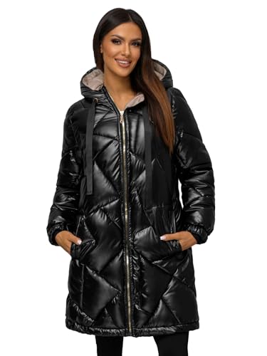 OZONEE Damen Winterjacke Jacke Winter Farbvarianten Übergangsjacke Warm Bomberjacke Steppjacke Wintermantel Daunenjacke Leichte Outdoor Puffer Jacket Übergangs 777/3338K/392 SCHWARZ L von OZONEE