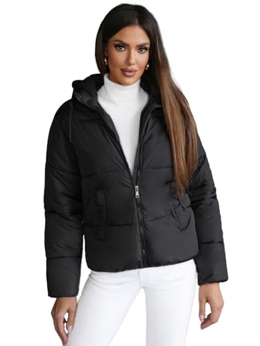 OZONEE Damen Winterjacke Jacke Winter Farbvarianten Übergangsjacke Warm Bomberjacke Steppjacke Wintermantel Daunenjacke Leichte Outdoor Puffer Jacket Übergangs 777/3470K/392 SCHWARZ XL von OZONEE