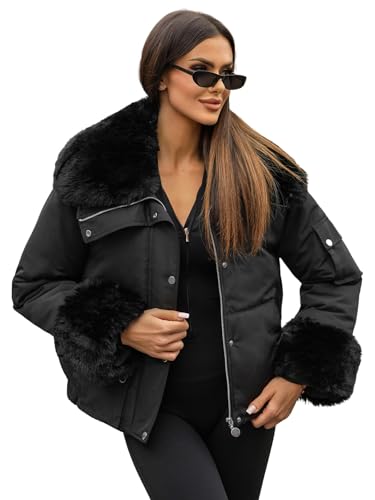 OZONEE Damen Winterjacke Jacke Winter Farbvarianten Übergangsjacke Warm Bomberjacke Steppjacke Wintermantel Daunenjacke Leichte Outdoor Puffer Jacket Übergangs 777/3785K SCHWARZ M von OZONEE