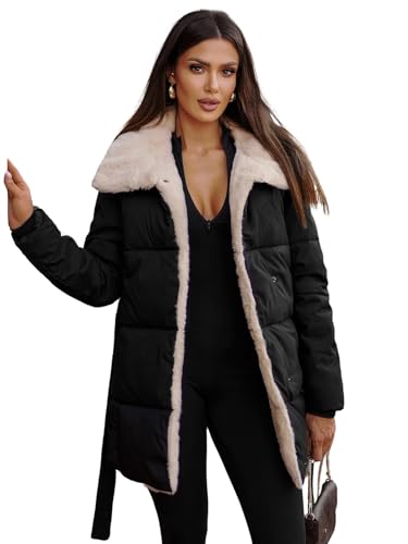OZONEE Damen Winterjacke Jacke Winter Farbvarianten Übergangsjacke Warm Bomberjacke Steppjacke Wintermantel Daunenjacke Leichte Outdoor Puffer Jacket Übergangs 777/4080K/392 SCHWARZ XL von OZONEE