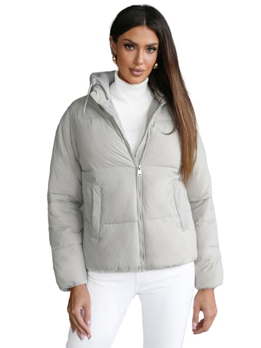 OZONEE Damen Winterjacke Jacke Winter Farbvarianten Übergangsjacke Warm Bomberjacke Steppjacke Wintermantel Daunenjacke Leichte Outdoor Puffer Jacket Übergangs 777/4549K/297 GRAU XL von OZONEE