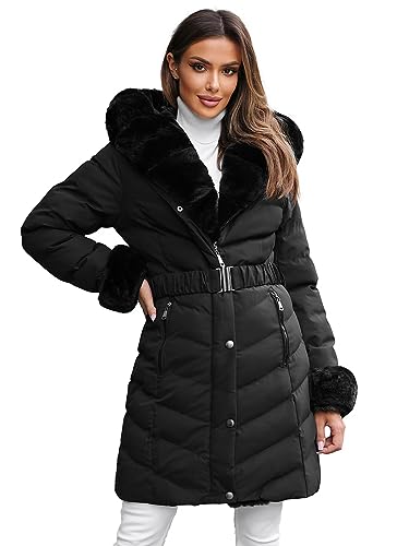 OZONEE Damen Winterjacke Jacke Winter Farbvarianten Übergangsjacke Warm Bomberjacke Steppjacke Wintermantel Daunenjacke Leichte Outdoor Puffer Jacket Übergangs 777/4761K/392 SCHWARZ L von OZONEE