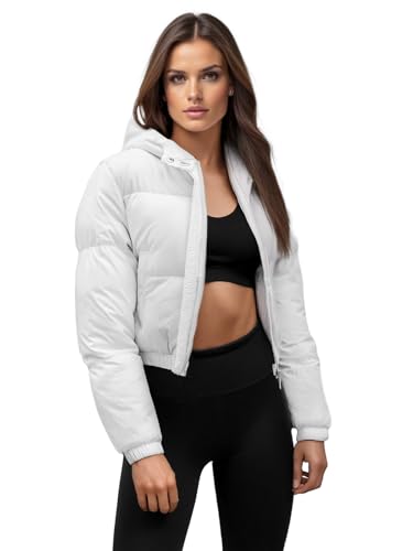 OZONEE Damen Winterjacke Jacke Winter Farbvarianten Übergangsjacke Warm Bomberjacke Steppjacke Wintermantel Daunenjacke Leichte Outdoor Puffer Jacket Übergangs 777/4857K/281 WEIß XL von OZONEE