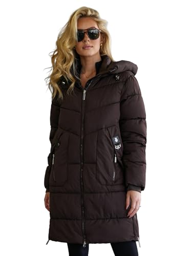 OZONEE Damen Winterjacke Jacke Winter Farbvarianten Übergangsjacke Warm Bomberjacke Steppjacke Wintermantel Daunenjacke Leichte Outdoor Puffer Jacket Übergangs 777/5826K/158 SCHOKOLADE M von OZONEE