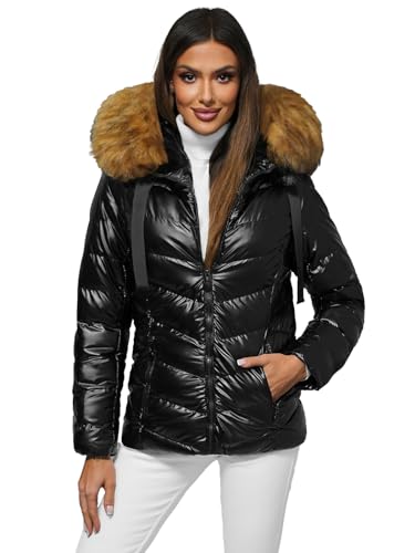 OZONEE Damen Winterjacke Jacke Winter Farbvarianten Übergangsjacke Warm Bomberjacke Steppjacke Wintermantel Daunenjacke Leichte Outdoor Puffer Jacket Übergangs 777/5842K/392B SCHWARZ-BRAUN XL von OZONEE