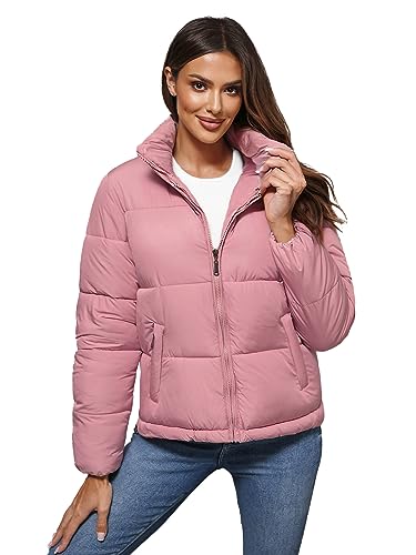 OZONEE Damen Winterjacke Jacke Winter Farbvarianten Übergangsjacke Warm Bomberjacke Steppjacke Wintermantel Daunenjacke Leichte Outdoor Puffer Jacket Übergangs 777/6490K/46 PUDERROSA XL von OZONEE