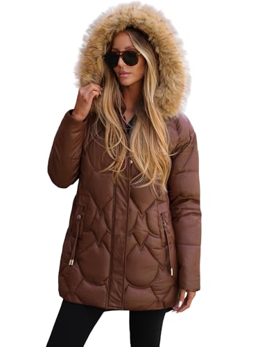 OZONEE Damen Winterjacke Jacke Winter Farbvarianten Übergangsjacke Warm Bomberjacke Steppjacke Wintermantel Daunenjacke Leichte Outdoor Puffer Jacket Übergangs 777/6826K/158 SCHOKOLADE M von OZONEE