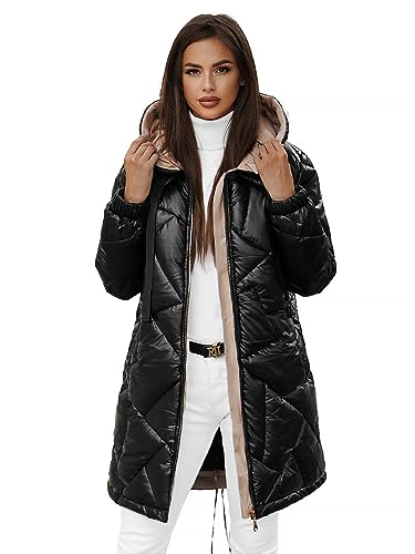 OZONEE Damen Winterjacke Jacke Winter Farbvarianten Übergangsjacke Warm Bomberjacke Steppjacke Wintermantel Daunenjacke Leichte Outdoor Puffer Jacket Übergangs 777/7076K/392 SCHWARZ S von OZONEE