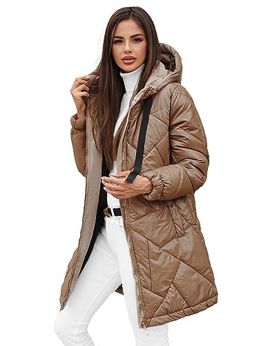OZONEE Damen Winterjacke Jacke Winter Farbvarianten Übergangsjacke Warm Bomberjacke Steppjacke Wintermantel Daunenjacke Leichte Outdoor Puffer Jacket Übergangs 777/8291K/84 CAMEL M von OZONEE