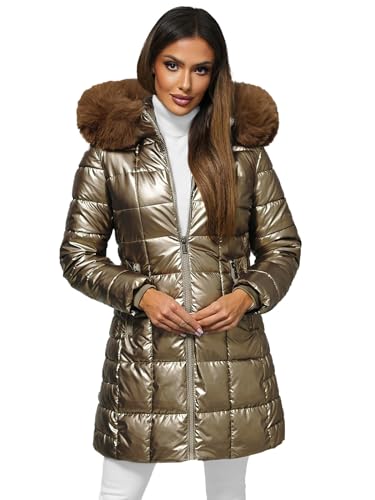 OZONEE Damen Winterjacke Jacke Winter Farbvarianten Übergangsjacke Warm Bomberjacke Steppjacke Wintermantel Daunenjacke Leichte Outdoor Puffer Jacket Übergangs 777/8638K/403 GOLD S von OZONEE
