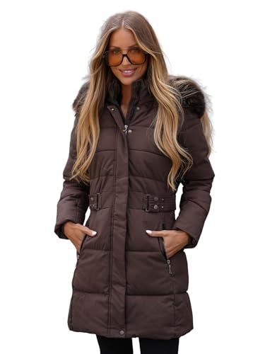 OZONEE Damen Winterjacke Jacke Winter Farbvarianten Übergangsjacke Warm Bomberjacke Steppjacke Wintermantel Daunenjacke Leichte Outdoor Puffer Jacket Übergangs JS/16M9059Z/158 SCHOKOLADE XL von OZONEE