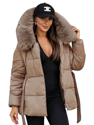 OZONEE Damen Winterjacke Jacke Winter Farbvarianten Übergangsjacke Warm Bomberjacke Steppjacke Wintermantel Daunenjacke Leichte Outdoor Puffer Jacket Übergangs JS/16M9206Z/62 BEIGE XL von OZONEE