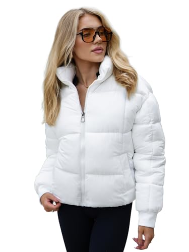 OZONEE Damen Winterjacke Jacke Winter Farbvarianten Übergangsjacke Warm Bomberjacke Steppjacke Wintermantel Daunenjacke Leichte Outdoor Puffer Jacket Übergangs JS/16M9288Z/281 WEIß M von OZONEE